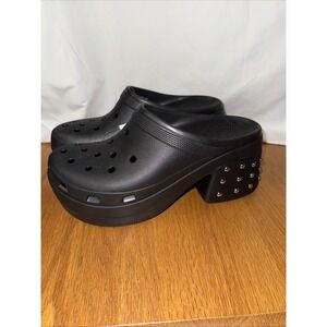 NWT Crocs Siren Studded Clog Heel Black Men's‎ 13 Women's 15 Slip On Shoes